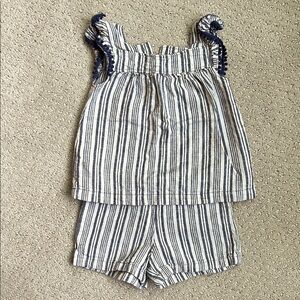 Linen outfit Navy and White Striped set Carters